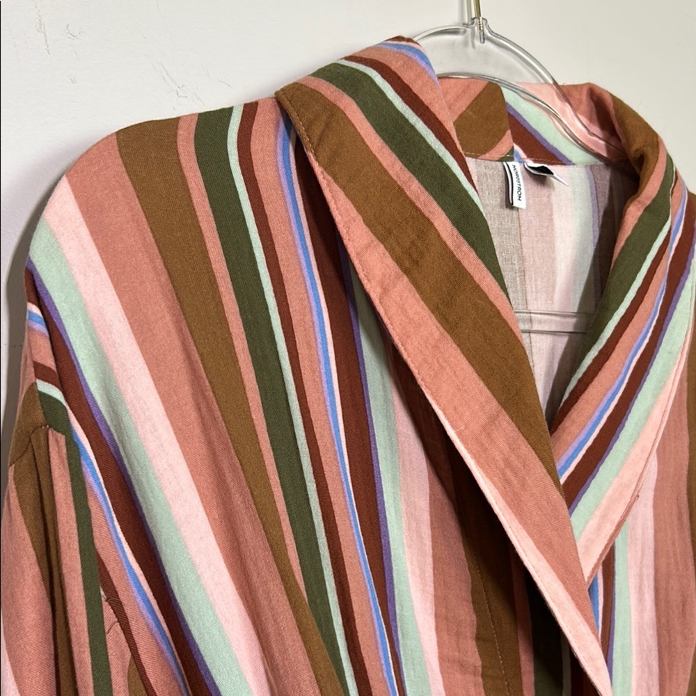 Nordstrom Striped Multicolor Wrap Jacket 1X Cotton Gauze Belted - Picture 7 of 16